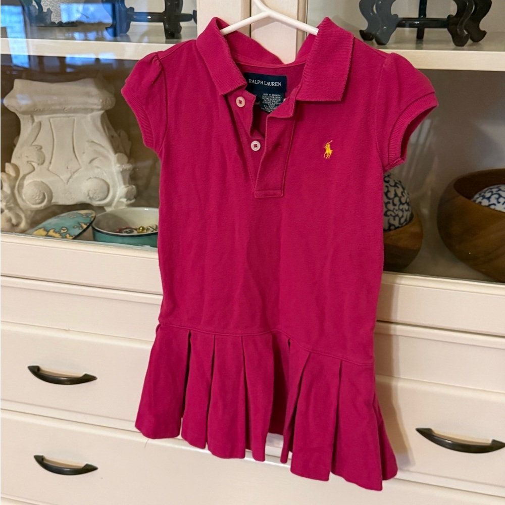 Ralph Lauren Girl Pink Polo Dress Size 2T Classic Pony Logo Pleated Skirt